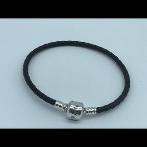 Pandora,”18CM Black Braided Leather “ Bracelet